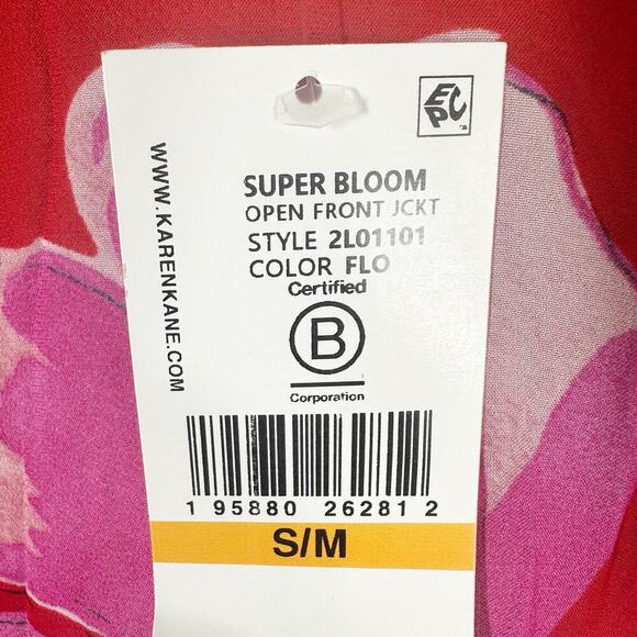 Karen Kane Floral Print Open Front Sheer Jacket Kimono Size Small Medium - Picture 6 of 9